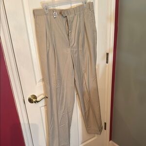 Chaps Tan Dress Pants Pleated Front Wide Leg